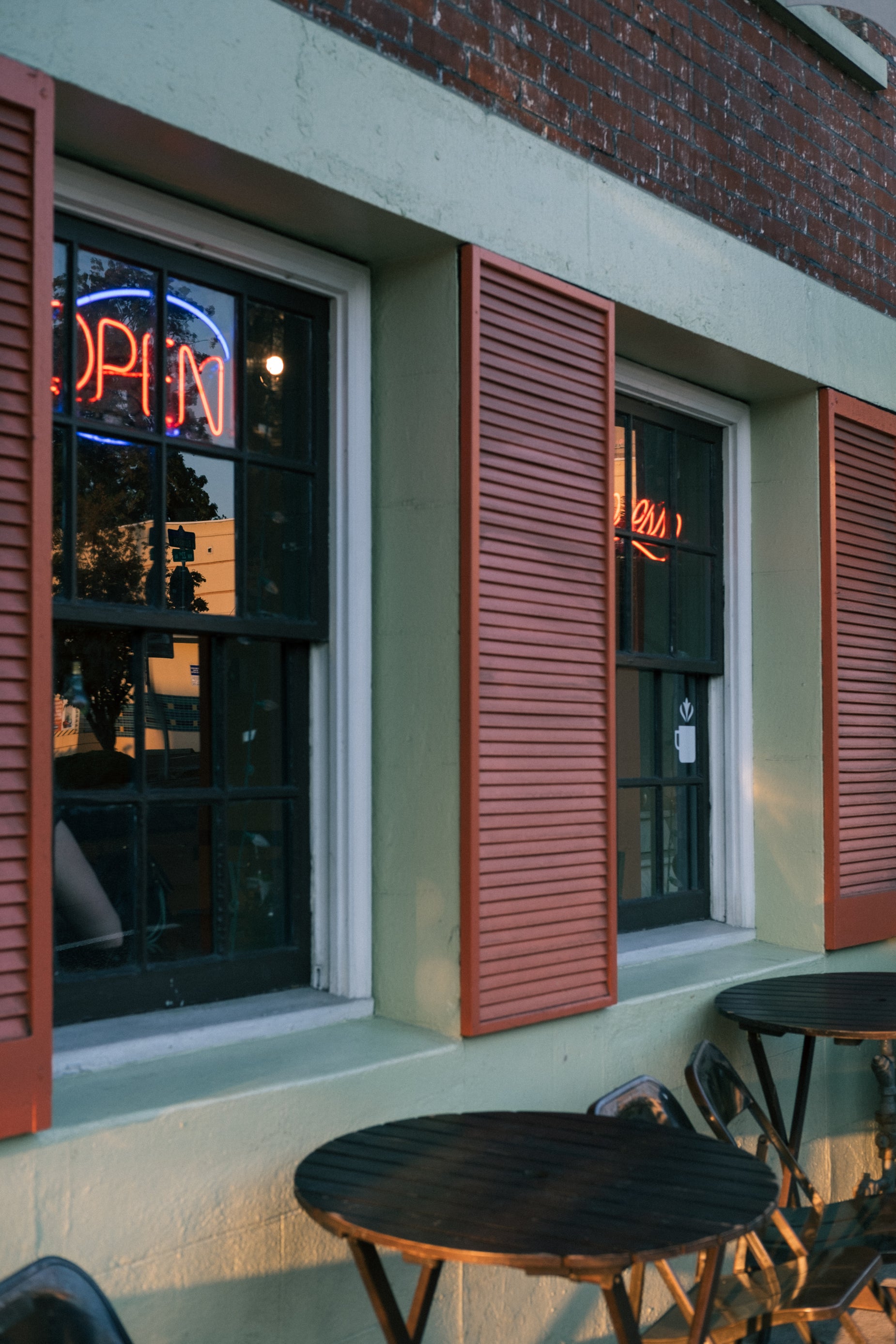 Free Stock Photo of Open Sign In Rustic Cafe — HD Images