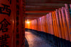 orange poles create a tunnel