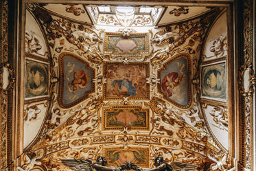 ornately designed ceiling paintings