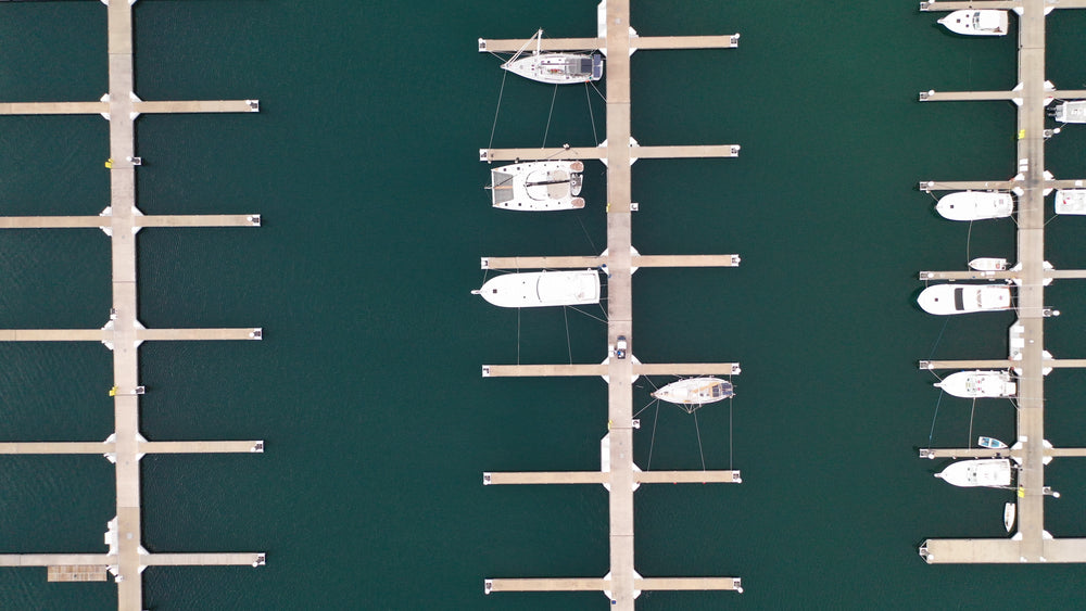 overhead view of marina