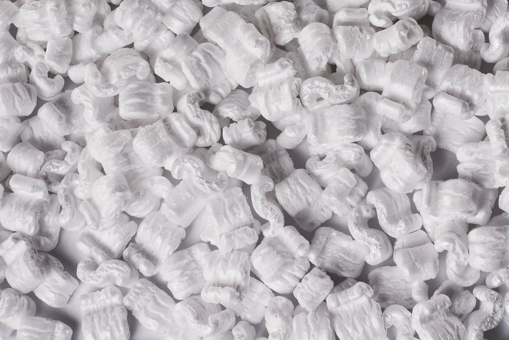 packing peanuts laid on a table