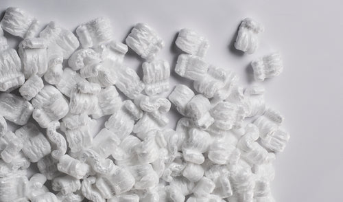 packing peanuts on white table