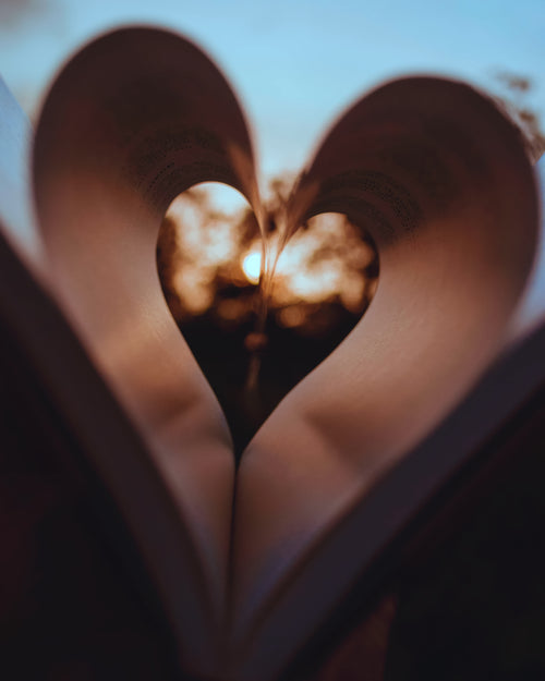 pages of a book curled inwards to create a heart