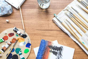 Picture of Paint Brushes Palette Canvas - Free Stock Photo