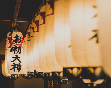 painted lanterns illuminating a room