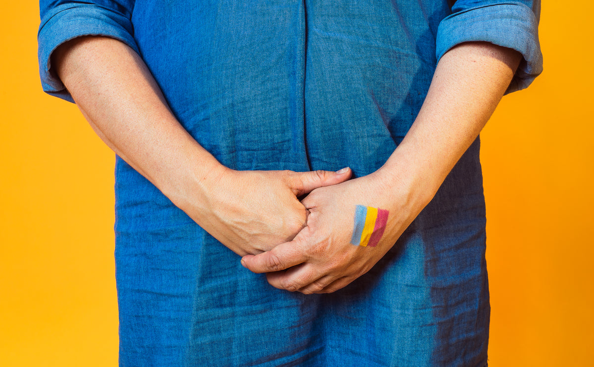 pansexual pride flag painted on hand
