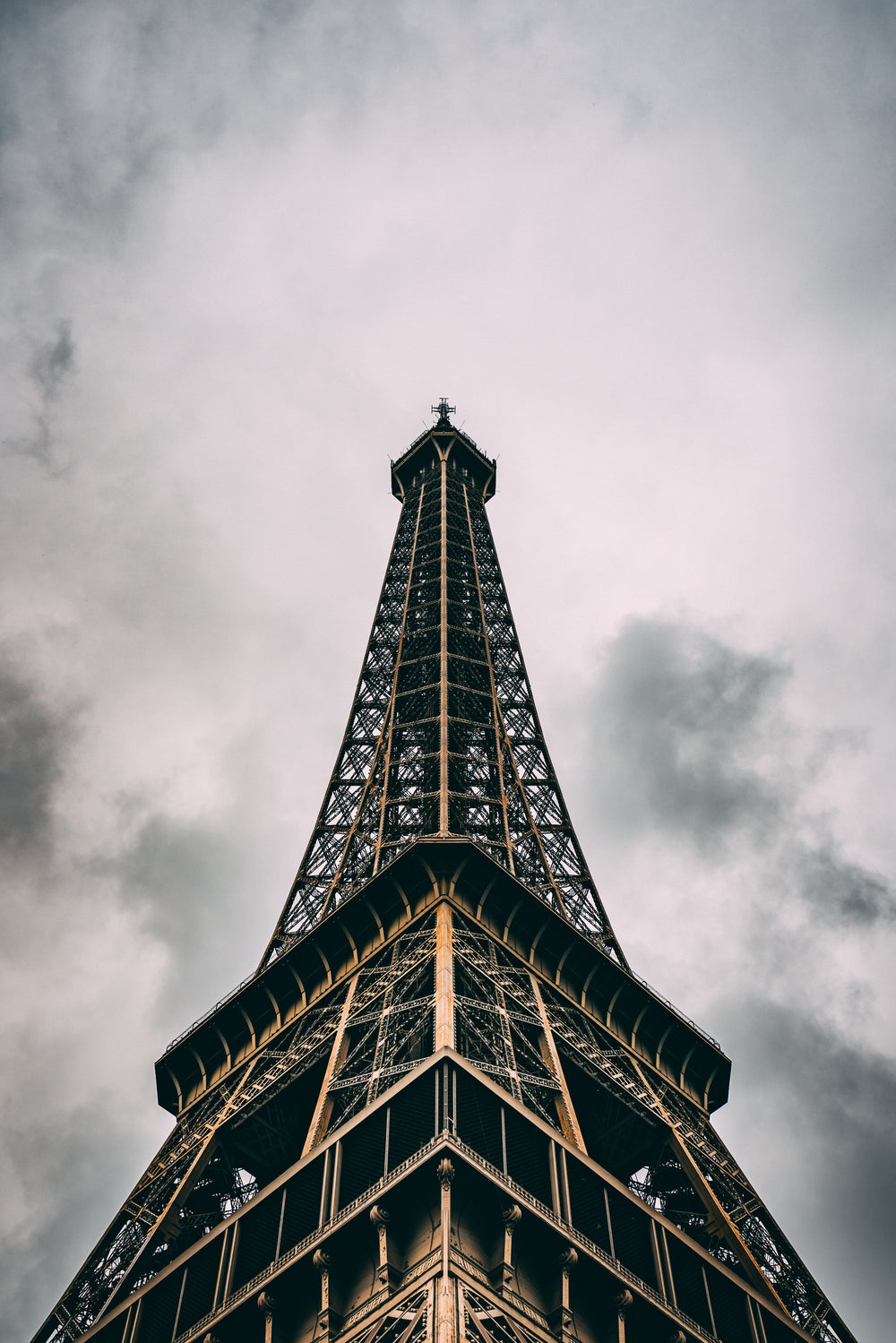 paris france eiffel tower under clouds