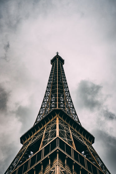 paris france eiffel tower under clouds