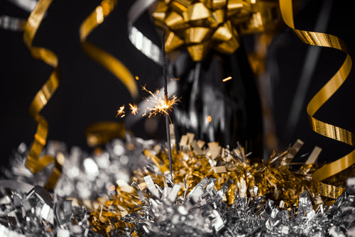 party sparkler with shiny decor
