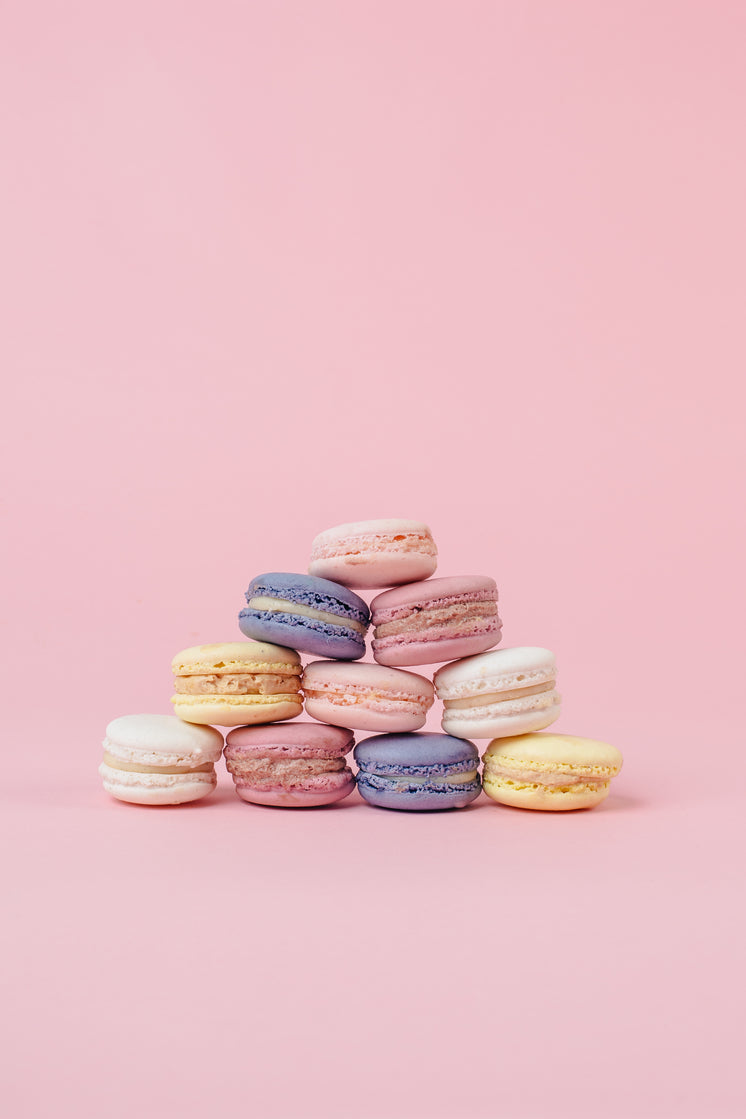 Pastel Macaron Pyramid On Pink Portrait