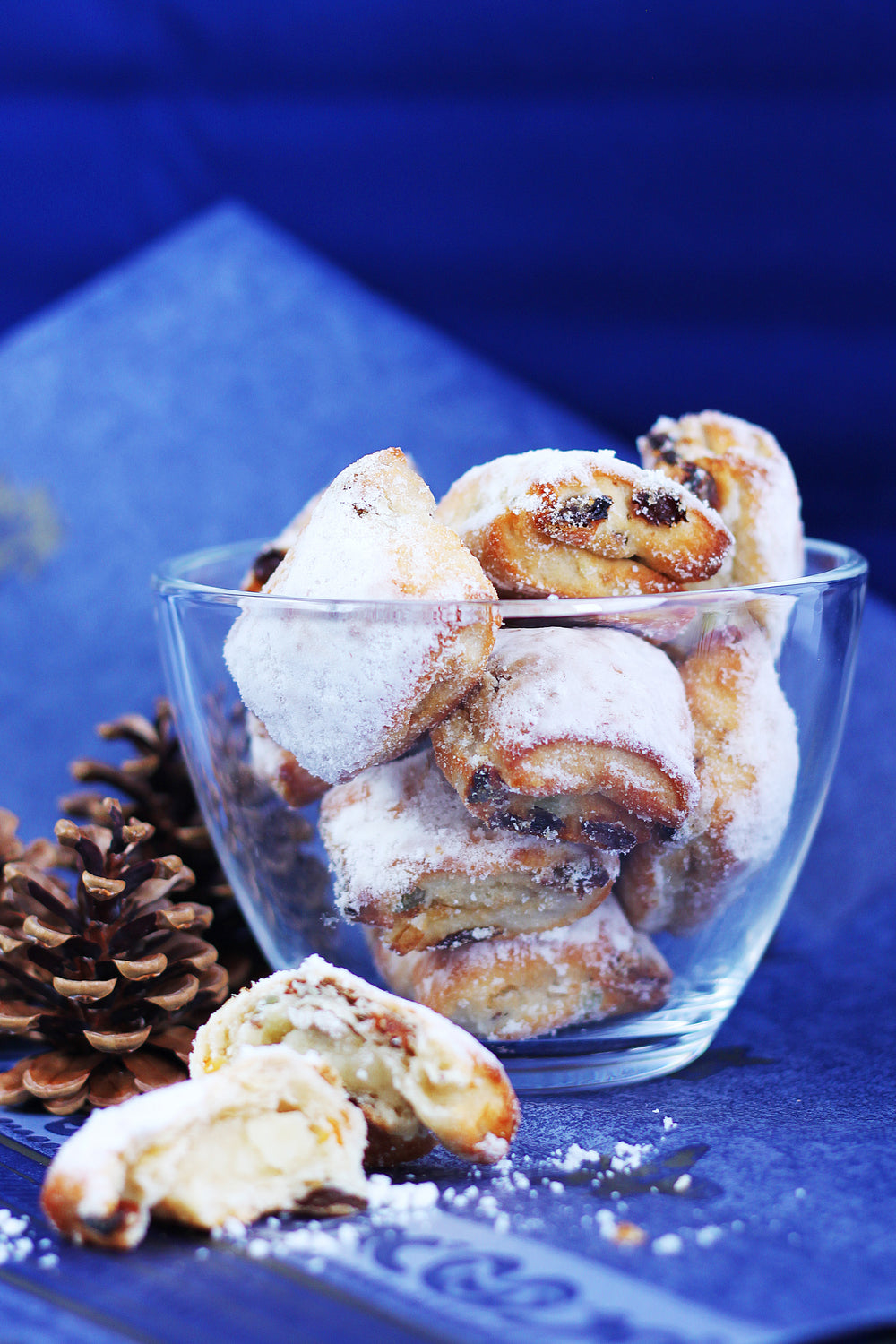 pastries powdered with confectioners sugar