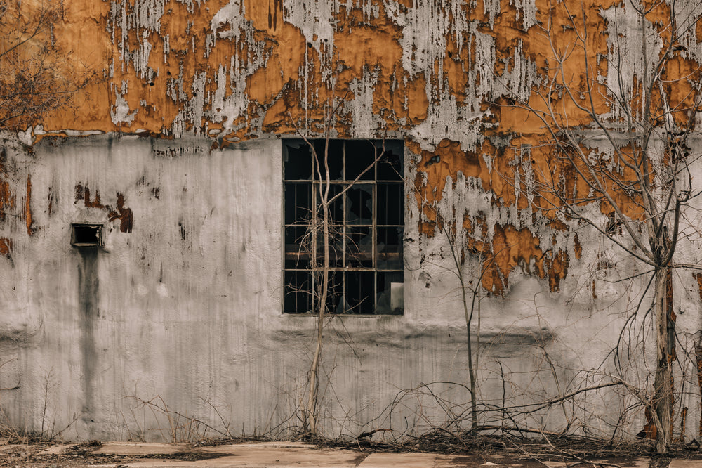 peeling walls on a building facade