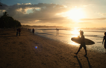 people begin to leave the beach