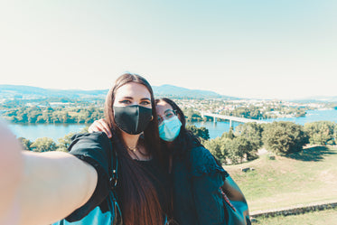 People Take A Selfie To Show View Of The Bridge