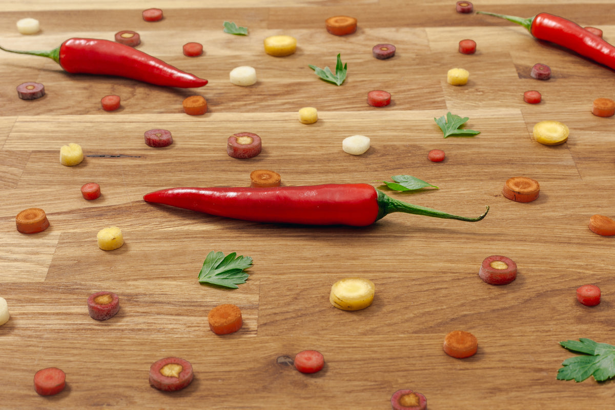 辣椒和蔬菜的角度视图