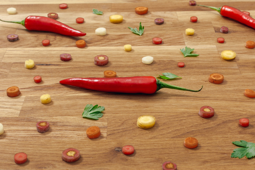 peppers and vegetables angle view