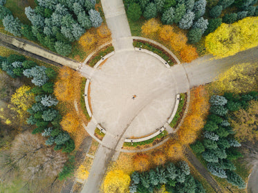 perfect fall circle park aerial