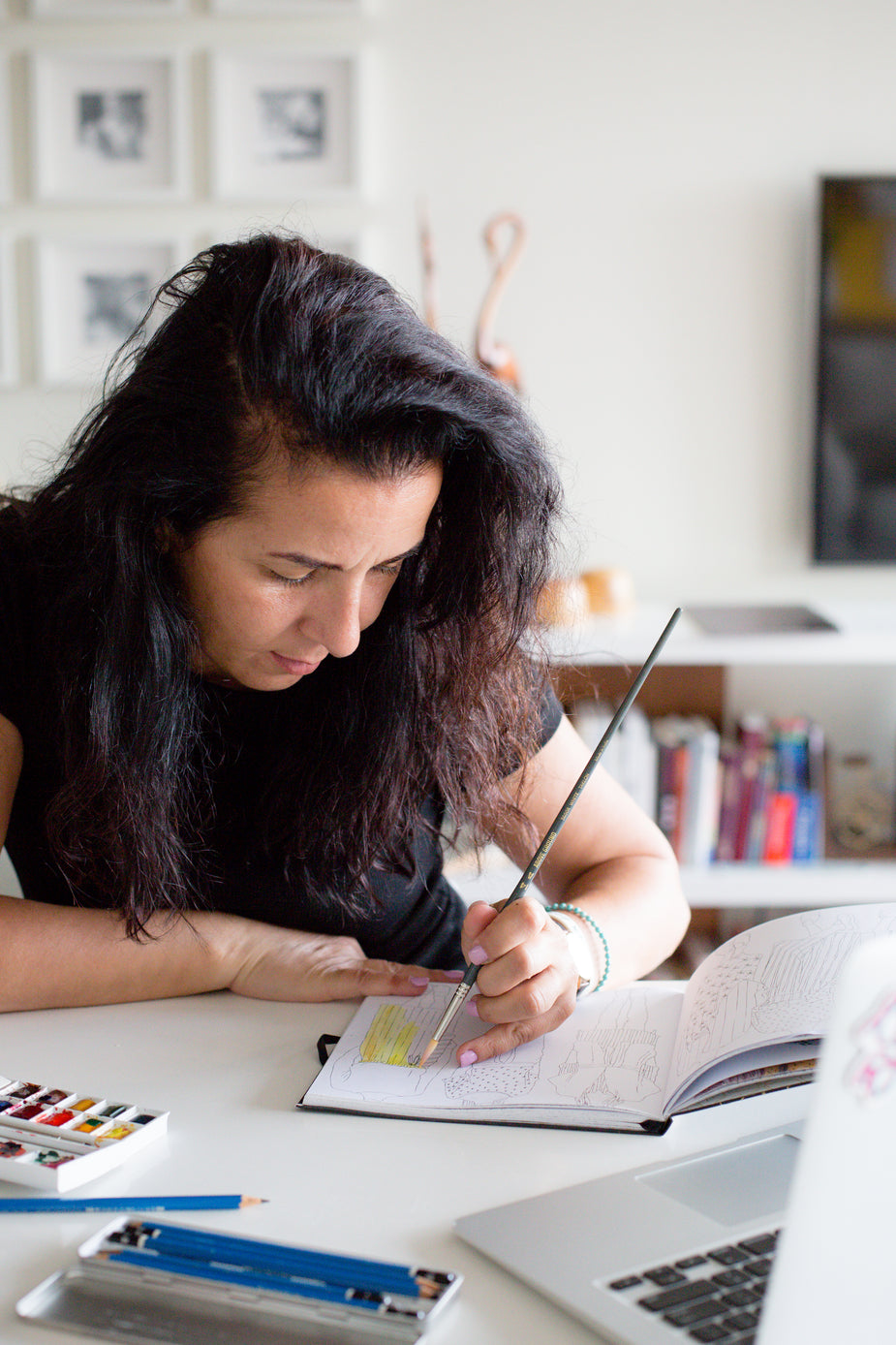 Browse Free HD Images of Person Carefully Paints In A Sketchbook