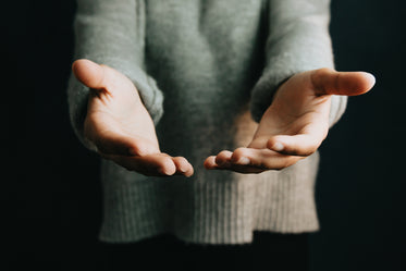 person hold their hands palms up towards the camera