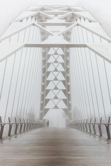 Picture of Person On Foggy Walking Bridge — Free Stock Photo