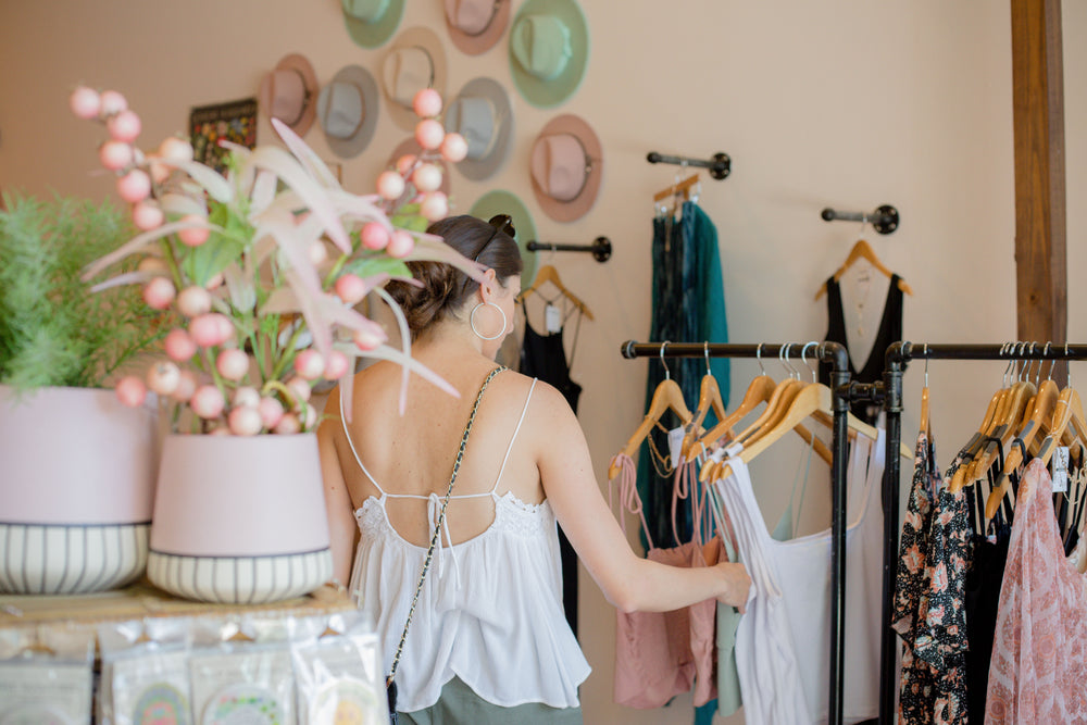 person shops in a clothing store