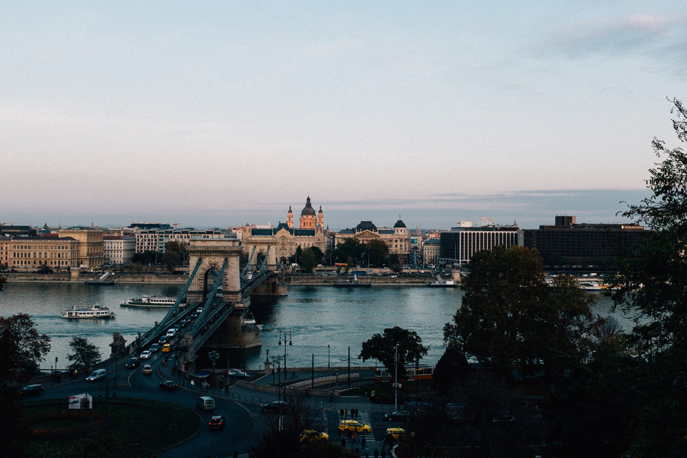 picturesque city at sunset