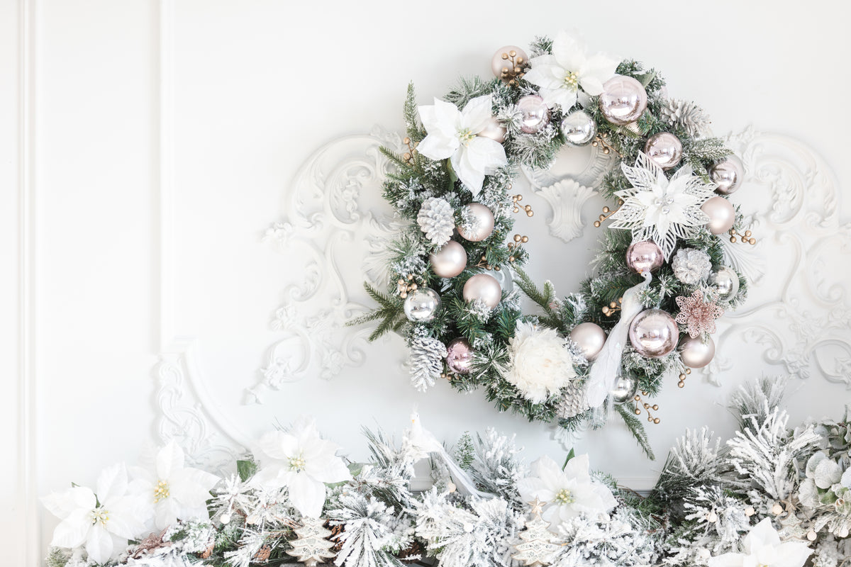 pink and silver wreath