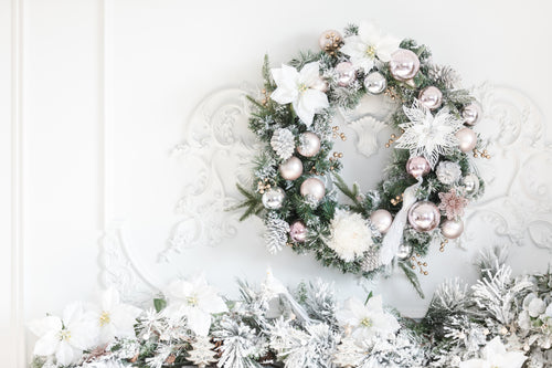 pink and silver wreath