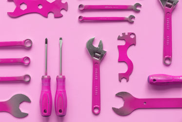 pink tool flatlay