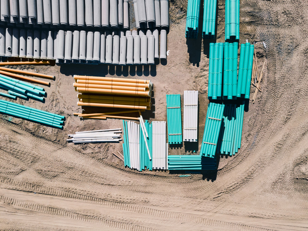 pipes sorted on construction site