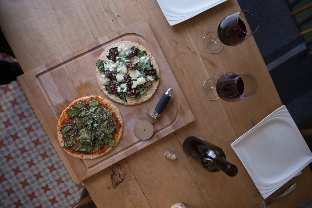 pizza and wine for date night