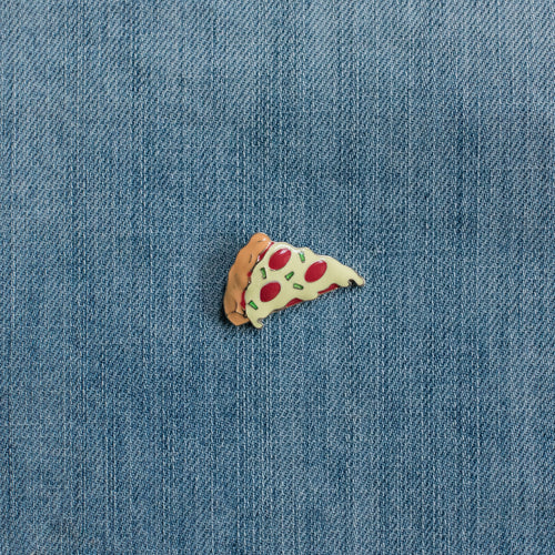 pizza enamel pin denim