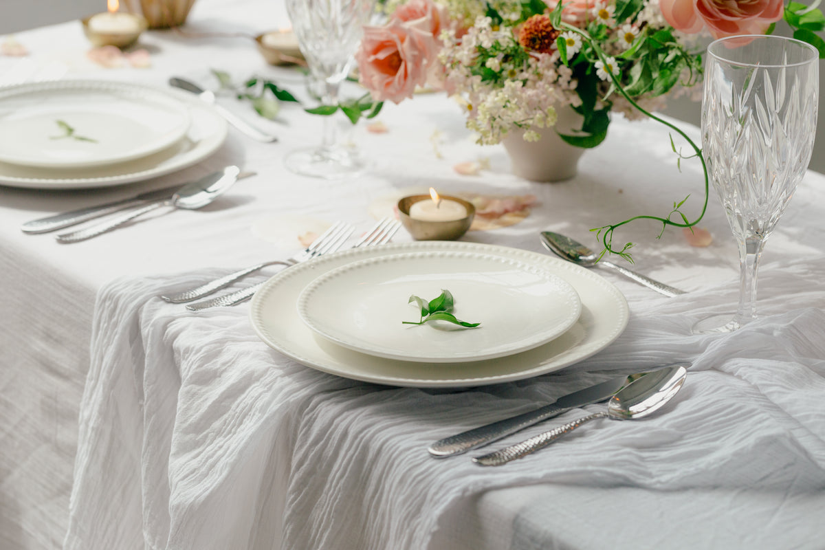 place setting on white table