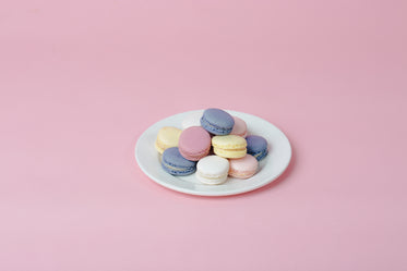 plate of pastel macarons