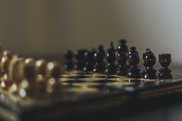 polished wood chess board