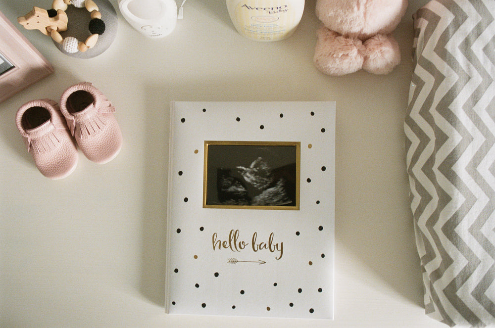 polka dot baby memory book with sonogram