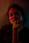 Portrait Of A Person In Multiple Colored Light