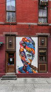 portrait of a woman painted on wall