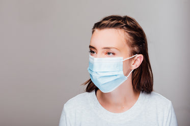 portrait of a woman wearing disposable face mask