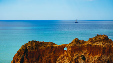 Picture of Portugal Rocks With Boat - Free Stock Photo