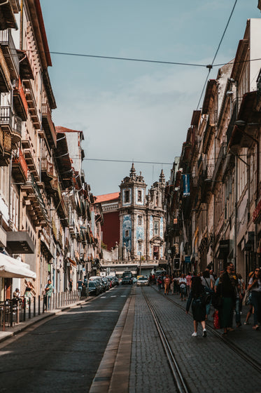 portuguese street and tiled building