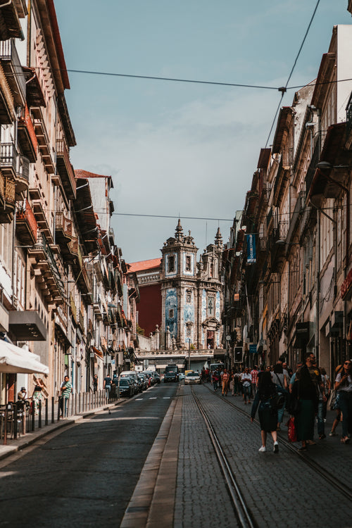 portuguese street and tiled building