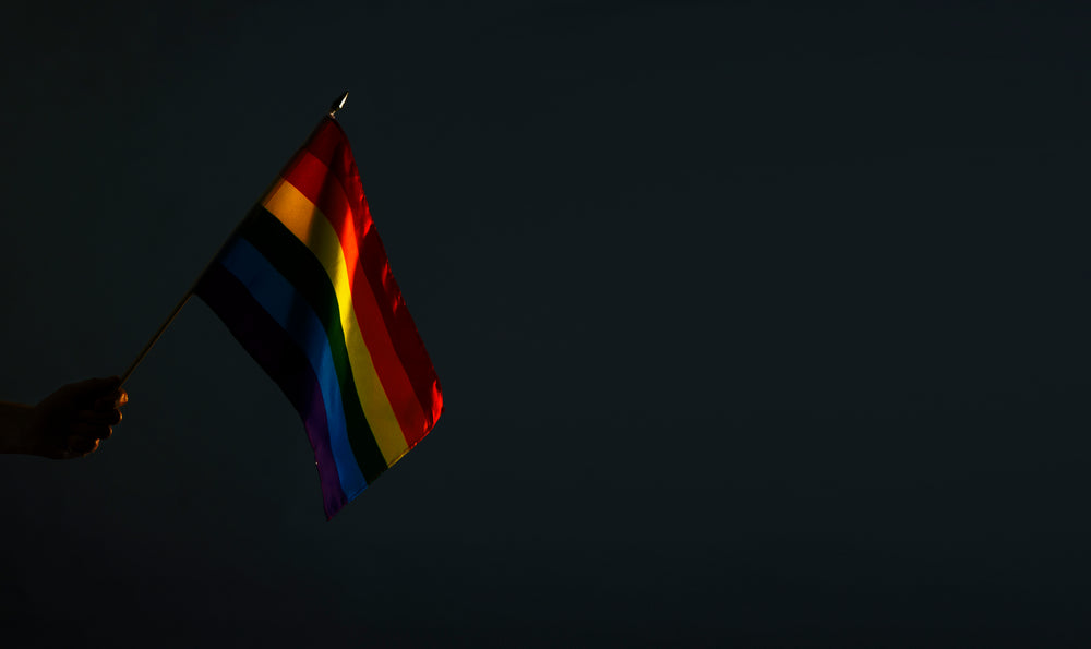 pride flag in low light