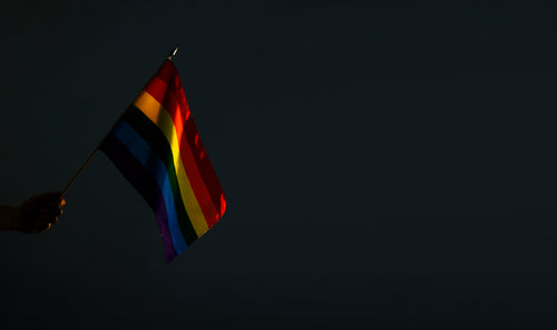 pride flag in low light