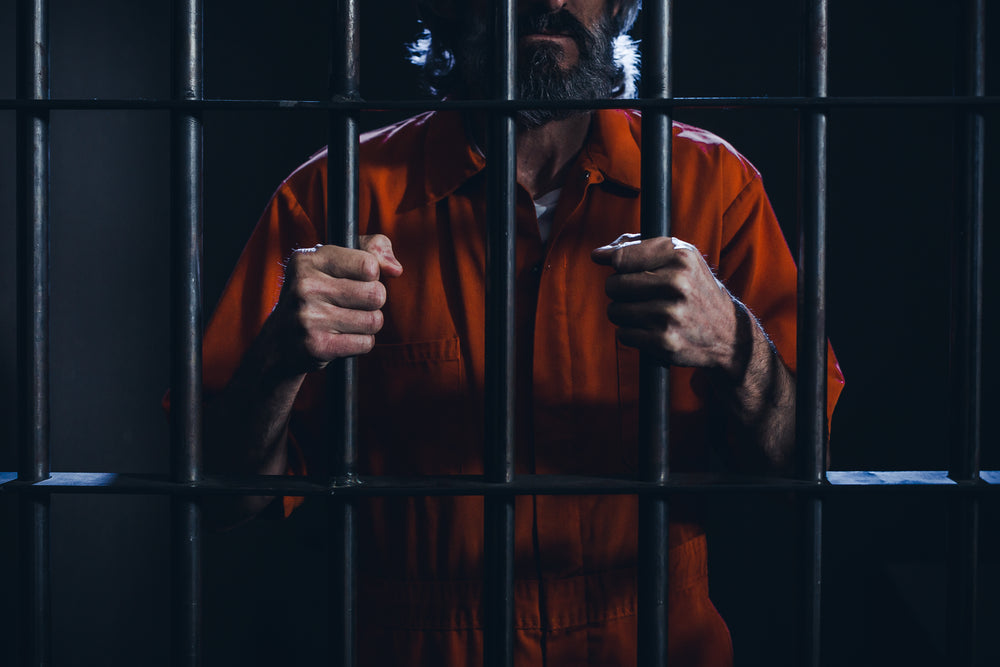 prisoner grips cell bars