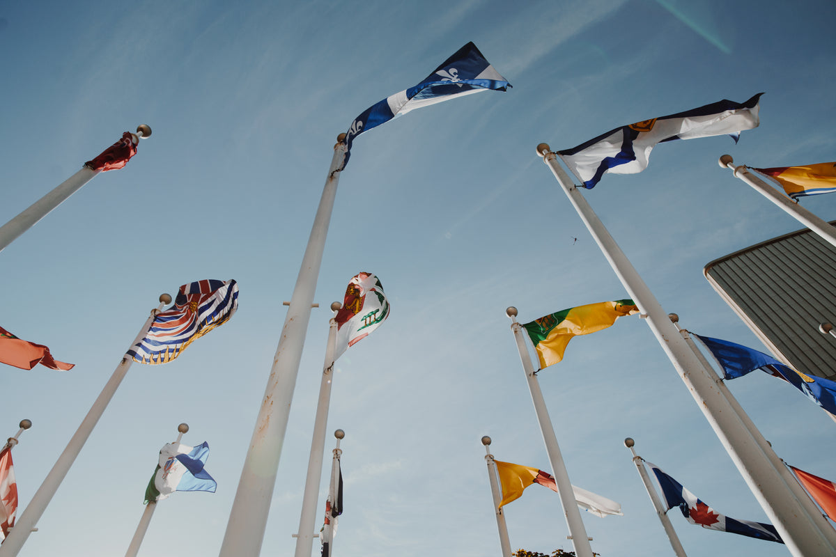 provincial flags in wind