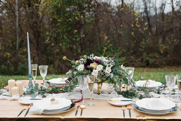 purple and blue wedding center piece