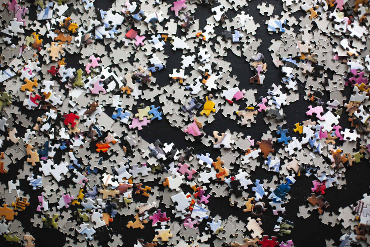 puzzle pieces on a black background