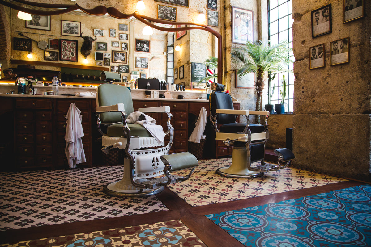 quaint barbershop with eclectic decor