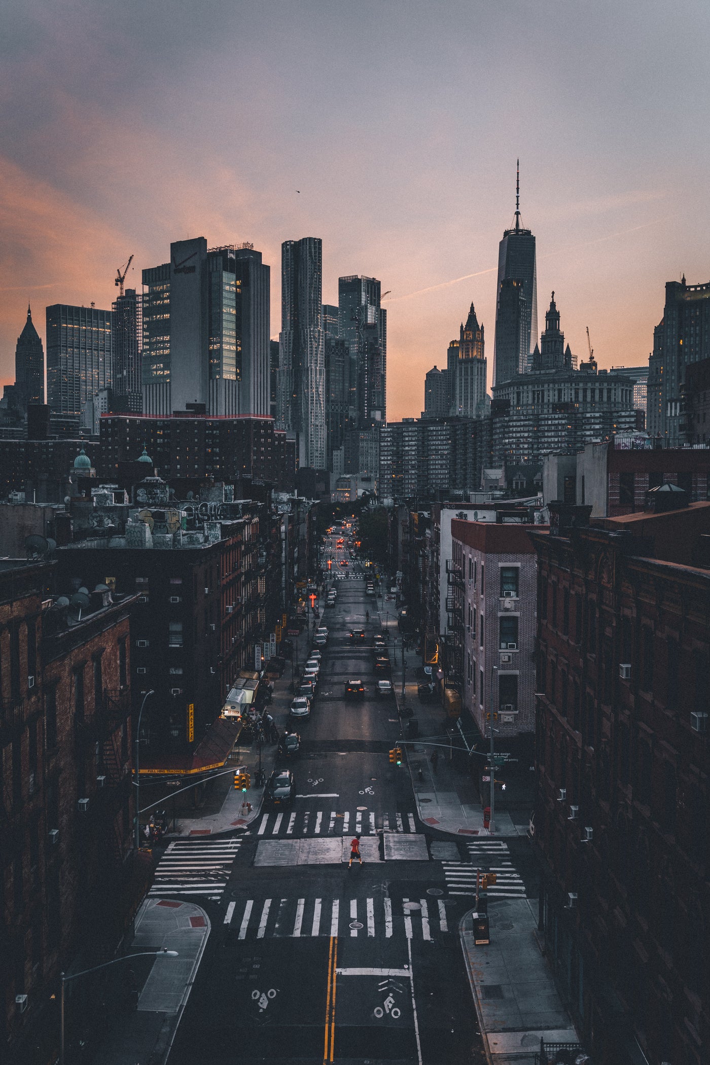 Dusk settling over the Manhattan skyline